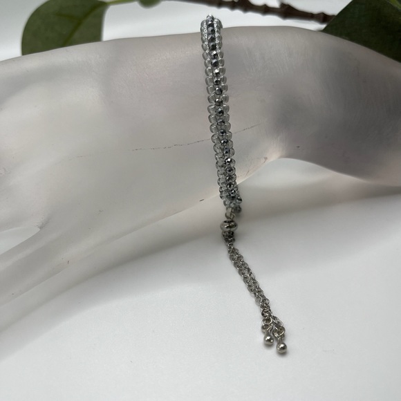 NEW Hand Crafted Gray and Silver Tennis Bracelet - Picture 3 of 8